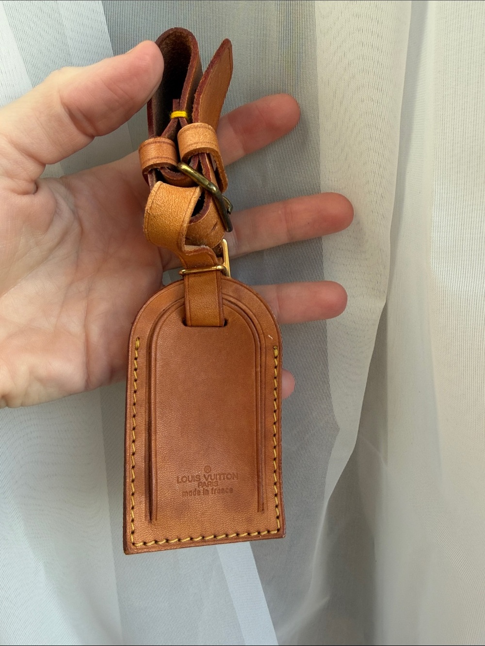 Louis Vuitton Brown Leather Luggage Tag with Strap